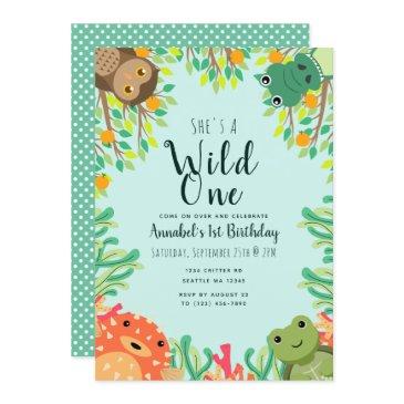 cute sea and swamp animal kids birthday invitation