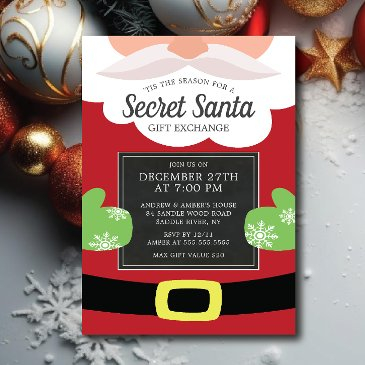 cute secret santa gift exchange christmas party invitation