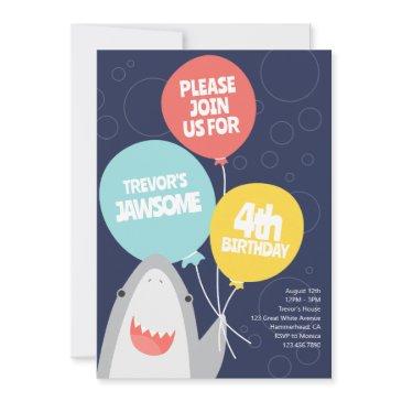 cute shark species kids birthday invitation