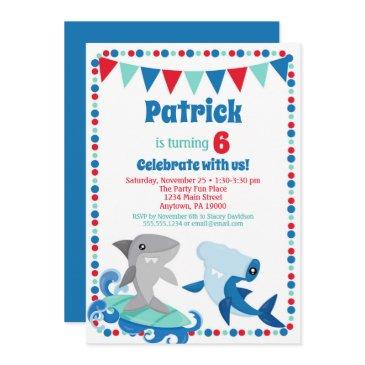 cute sharks invitation funny birthday party