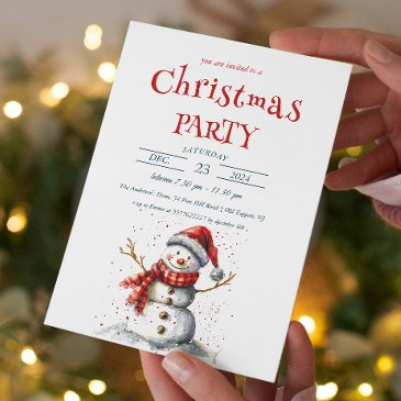 cute snowman christmas party invitation