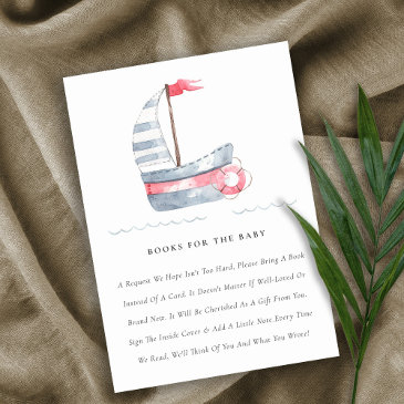 cute soft red blue sailboat books for baby shower enclosure invitations