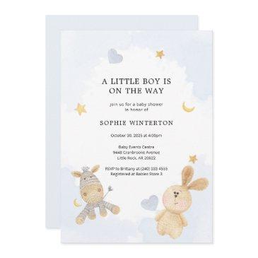 cute soft toys boys baby shower invitation