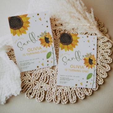 cute sunflower first birthday party invitation