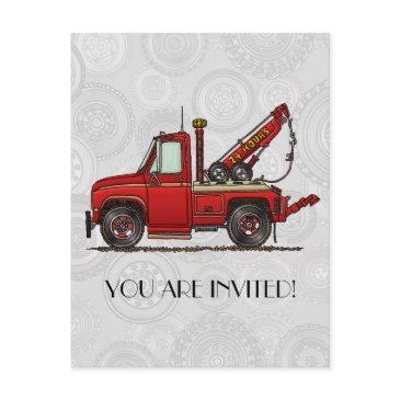 cute tow truck wrecker invitation