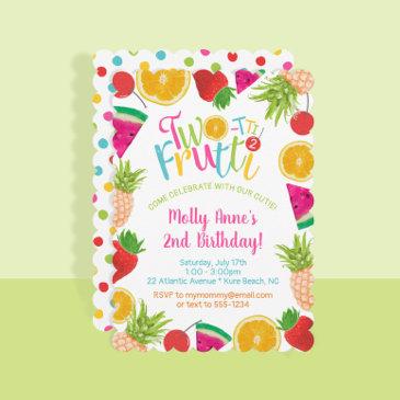 cute two-tti frutti fruits 2nd birthday invitation