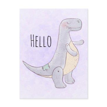 cute tyrannosaurus rex dinosaur toy hello postinvitations