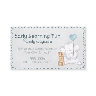cute watercolor baby elephant daycare business invitations