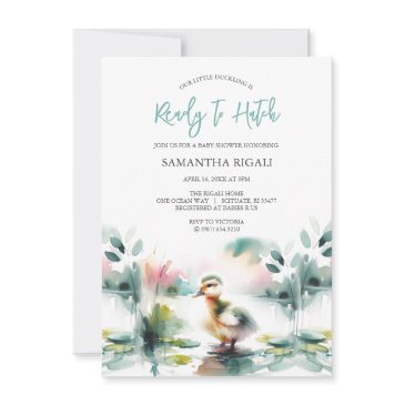 cute watercolor duck baby boy shower invitation