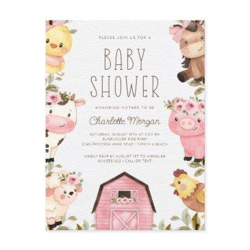 cute watercolor farm animals barnyard baby shower postinvitations