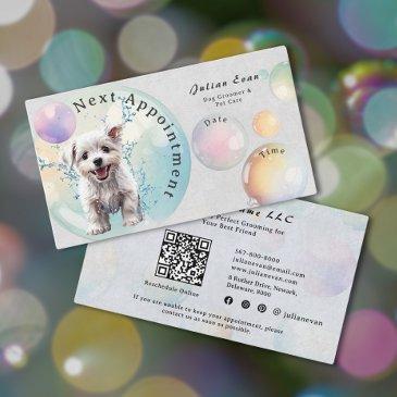 cute watercolor puppy bubble suds dog groomer appointment invitations
