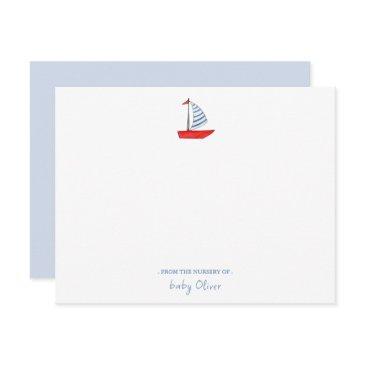 cute watercolor sailboat nautical baby thank you invitations