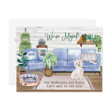 cute westie cozy new home moving  announcement postinvitations