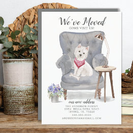 Small Cute Westie Dog We've Moved Moving Announcement Front View