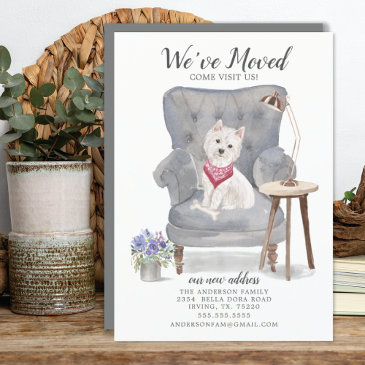 cute westie dog we've moved moving announcement