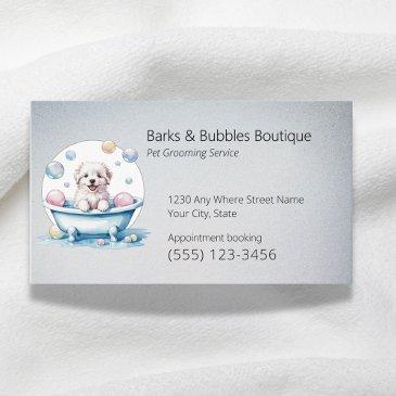 cute white dog in bath pet grooming professional business invitations