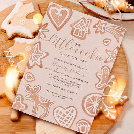 Small Cute Winter Christmas Little Cookie Baby Shower Invitation Front View