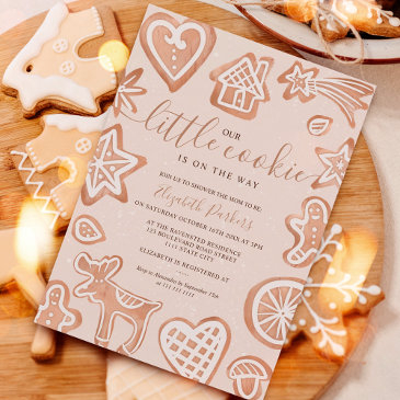 cute winter christmas little cookie baby shower invitation