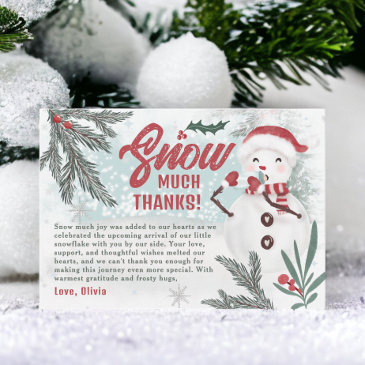 cute winter green pine ice snowman baby shower thank you invitations