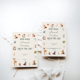 Small Cute Woodland Animal Adventure Neutral Baby Shower Enclosure Invitations Front View
