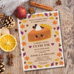 Small Cutie Pie Fall Baby Shower Invitation Front View