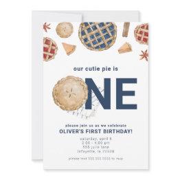 Small Cutie Pie First Birthday Party Invitation Front View
