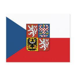Small Czech Republic Flag With Coat Of Arms Superimposed Postinvitations Front View