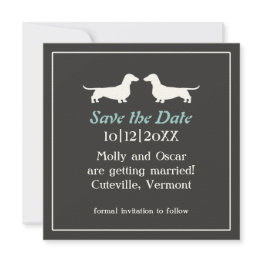 Small Dachshund Dogs Wedding Save The Date Invitation Front View