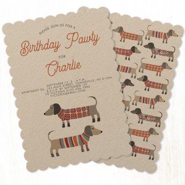 dachshund sausage dog birthday pawty invitation