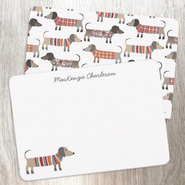 dachshund sausage dog personalized stationery note invitations