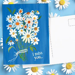 Small Daisy Bouquet Handpainted Gouache Miss You Sweet Postinvitations Front View