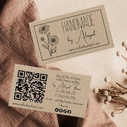 Small Daisy Floral Minimalist Handmade Handcrafted Business Invitations Front View