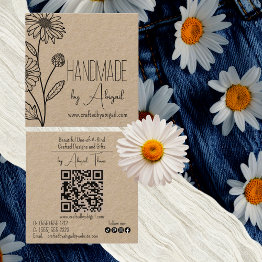 Small Daisy Floral Minimalist Handmade Handcrafted Square Business Invitations Front View