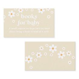Small Daisy Tan Retro Baby Shower Books For Baby Enclosure Invitations Front View