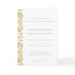 Small Damask Wedding Invitation Cream-choose Background Front View