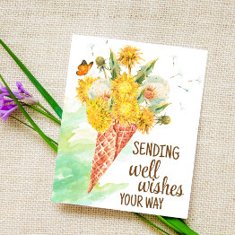 Small Dandelion Well Wishes Postinvitations Front View