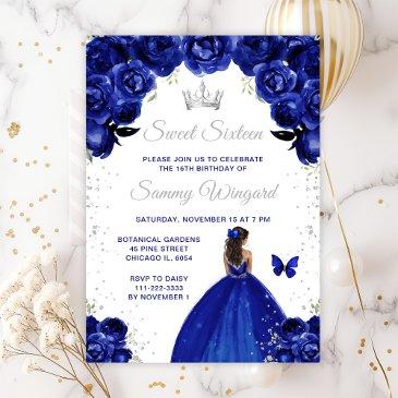 dark blue dark skin princess sweet sixteen invitation