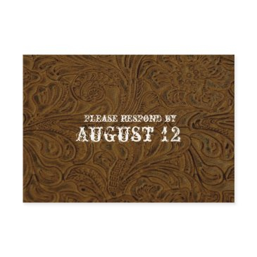 dark brown leather wedding rsvp with envelopes