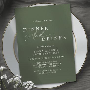 dark forest green | typography birthday dinner invitation