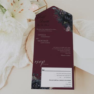 dark gothic floral till death do us part wedding all in one invitation