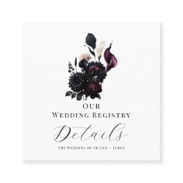 Small Dark Moody Romantic Floral Wedding Registry Qr Square Business Invitations Front View