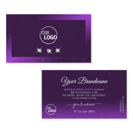 Small Dark Purple Eye Catching Sparkle Diamonds Add Logo Business Invitations Front View