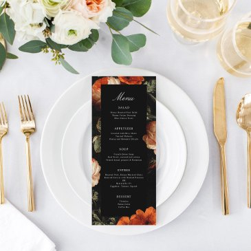 dark romantic floral roses dutch master wedding menu