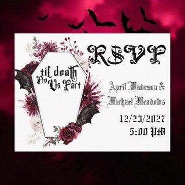 dark wedding spider web coffin gothic wedding rsvp invitation postinvitations