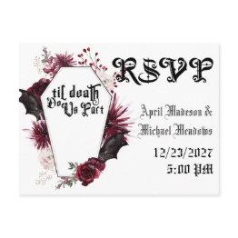 Small Dark Wedding Spider Web Coffin Gothic Wedding Rsvp Invitation Postinvitations Front View