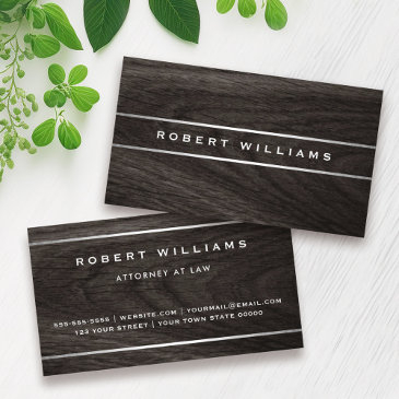 dark wood silver borders masculine professional business invitations