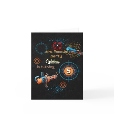 day boy cool nerf wars party top gun 5th birthday thank you invitations