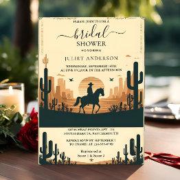 Small Day Rodeo Retro Horse Rustic Western Bridal Shower Invitation Front View