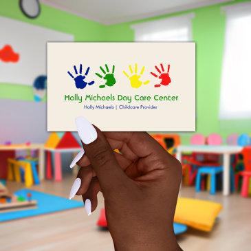 daycare / babysitter handprints business invitations