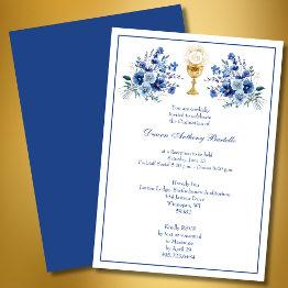 Small Deacon Priest Ordination Reception Floral Invitation Front View